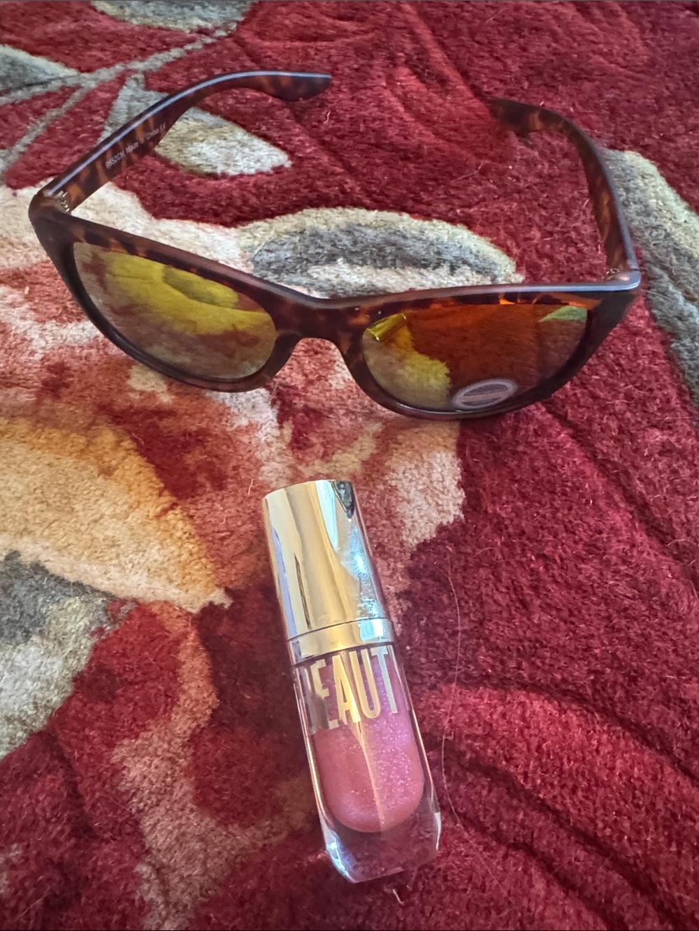 beautycounter Rosy Shimmer mini  Lip Gloss and bonus sunglasses - NWT